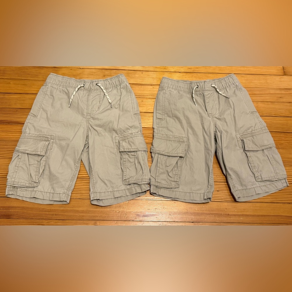 GAP Kids size L pull on cargo shorts khaki 2 pairs